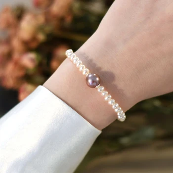 Натуральный пресноводный жемчуг Жемчужный браслет из стерлингового Серебра 925 пробы Модные украшения для женщин Подарки