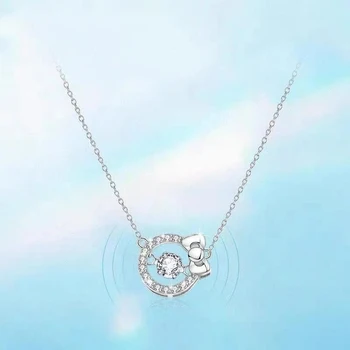 Новое изящное ожерелье с бантом, женское простое легкое роскошное ожерелье KT cat beat heart, цепочка для ключиц, подарок для пары, сувенир для подруги