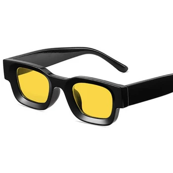 Новые Ретро Квадратные поляризованные Солнцезащитные очки, Женские Роскошные Брендовые Солнцезащитные Очки в маленькой оправе, Мужские Черные Желтые Очки для вождения