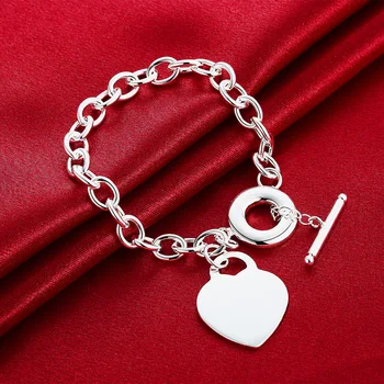 Новый романтический кулон в виде сердца, браслеты из стерлингового серебра 925 пробы для женщин, ювелирные изделия изысканных модных брендов, свадебные украшения, рождественские подарки