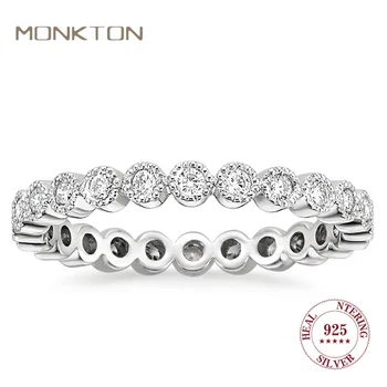 Обручальное кольцо Monkton из стерлингового серебра 925 пробы для женщин, обручальные кольца, изысканные ювелирные изделия, кубический цирконий, кольца с возможностью наращивания на половину вечности