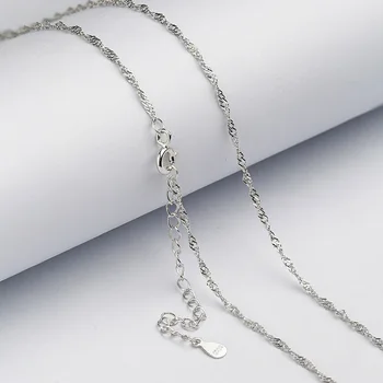 Ожерелье из стерлингового серебра 925 пробы толщиной 1,3 мм с водной волной, цепочка, подходящая для подвески-шарма для женщин, ювелирный подарок S925