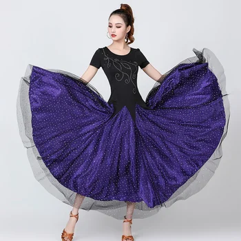 Платье для бальных танцев, женское платье с коротким рукавом фиолетового цвета, стандартные танцевальные платья, женский танцевальный костюм для соревнований по бальному вальсу