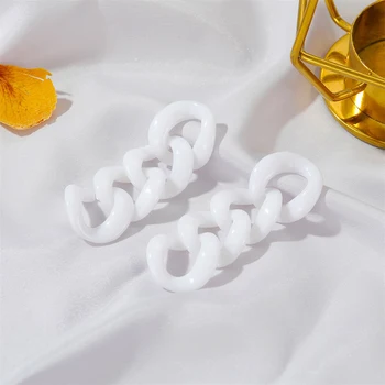 Преувеличенные акриловые геометрические висячие серьги-цепочки с кисточками, женские серьги-подвески из белой смолы в стиле панк, ювелирные подарки