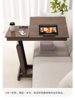 Прикроватный столик Стол для ноутбука из массива дерева, небольшой блок, спальня, складной передвижной подъемник, Ленивый стол-кровать