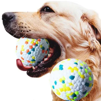 Прорезывающаяся Игрушка Для Домашних Животных Собака Твердый Игрушечный Мяч Интерактивные Игрушки Для Собак Легкий Шарик Для Попкорна Собачий Мяч Легкий Жевательный Резиновый Мяч Высокоэластичный Прикус