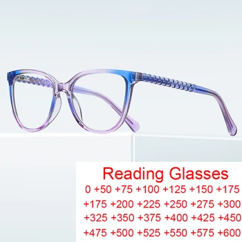 Роскошные овальные очки TR90 с синим светом, женские очки для чтения, 2 50 модных компьютерных очков, Мужские Элегантные очки ярких цветов + 2
