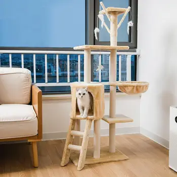 Роскошный 5 слоев кот мебель дерево деревянная башня Скалолазание рама когтеточка игрушка для кошек, мягкая плюшевая дом ткани кошке 