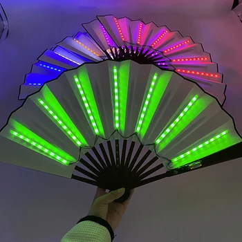 Светящийся складной светодиодный вентилятор 10 дюймов 6 В, Декоративные вентиляторы, разноцветные светодиодные вентиляторы, танцующие, светящиеся в темноте Вечерние аксессуары