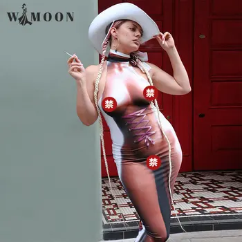 Сексуальное платье на бретелях с 3D-принтом, платье с перекрестной повязкой на теле, женское летнее платье без рукавов 2023, новые модные уличные платья Y2K Club Maxi