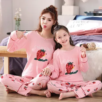 Семейный Рождественский пижамный комплект, подходящая одежда для мамы и дочки, пижамы для мамы и меня, женские пижамы для девочек с длинными рукавами