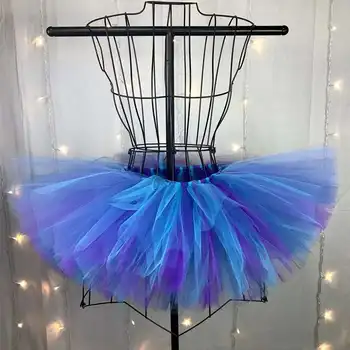 Синяя и фиолетовая юбка-пачка для маленьких девочек, пышная детская юбка-пачка, балетная детская нижняя юбка, фатиновые юбки для вечеринок и танцев для девочек