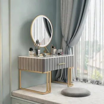 Современная простая мебель для спальни Комод для хранения со светом Простой Скандинавский Свет Роскошный Мраморный столик для макияжа Небольшой туалетный шкафчик
