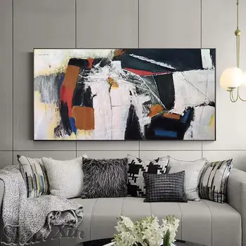 Современная стильная текстурированная Абстрактная картина маслом, Большая настенная картина в гостиной, холст без рамки, украшение дома в скандинавском стиле