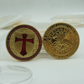 Сувенирные монеты Knights Templar Challenge Тевтонский Орден, Позолоченные Памятные монеты, Украшения для дома