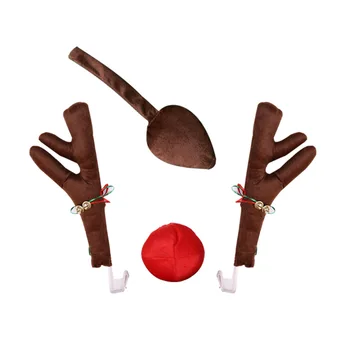 Украшение Автомобиля Носовой рожок Комплект костюмов Rudolph Christmas Украшения для красного носа