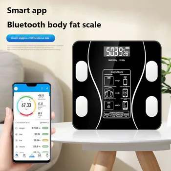 Умные Беспроводные цифровые весы для ванной комнаты, весы для измерения жировых отложений, ИМТ, анализатор состава тела, взвешивающее устройство