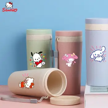 Чашка для воды Kawaii Sanrio Hello Kitty Cinnamoroll Мультфильм Милые Студенты Изоляционная Чашка из пшеничной соломы Портативный Шнурок Чашка Для воды Подарок