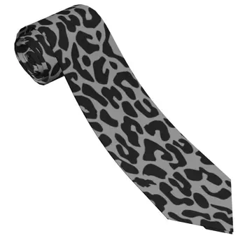 Черный леопардовый галстук для мужчин и женщин, тонкий галстук из полиэстера шириной 8 см с изображением гепарда на шее для повседневной мужской одежды, офиса