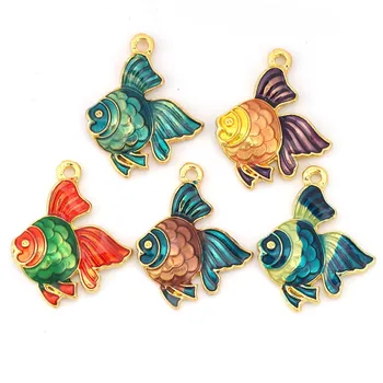Ювелирные изделия с изображением океана, подвески с рыбками и животными, разноцветные эмалевые подвески, украшения своими руками, ожерелье, серьги 23 мм x 18 мм, 5 шт.