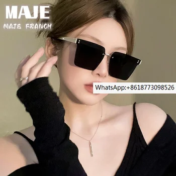 Японские солнцезащитные очки Maje Franch, женские солнцезащитные очки премиум-класса sense ins, большая оправа, круглое лицо, тонкие солнцезащитные очки с защитой от ультрафиолета